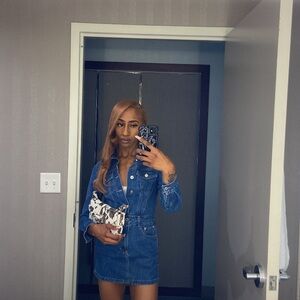 Forever 21 Blue Buttoned Bodycon Dress